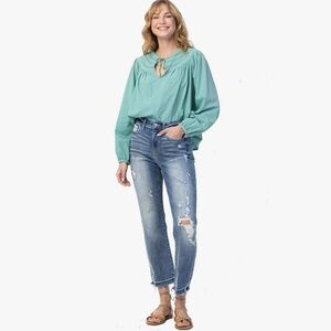 JUDY BLUE Y2K High Waist Release Hem Ankle Straight Leg Denim Jeans size 5 / 27